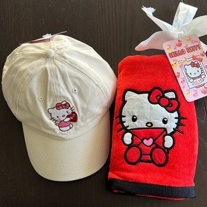 Hello Kitty Valentine’s Day hat and towel  NWT
